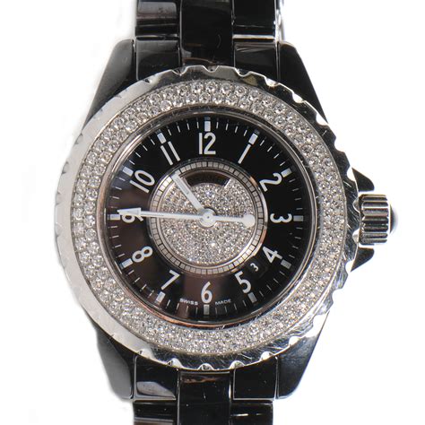 chanel black diamond watch|chanel j12 bezel.